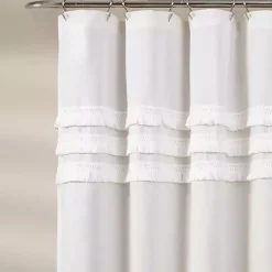 Kirklands Home Ciel Tassel Shower Curtain White Hot
