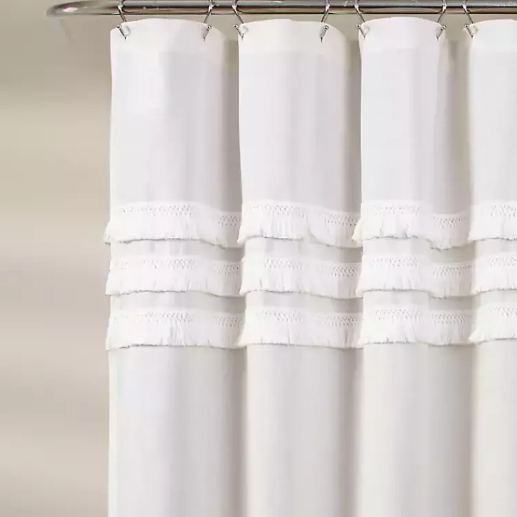 Kirklands Home Ciel Tassel Shower Curtain White Hot