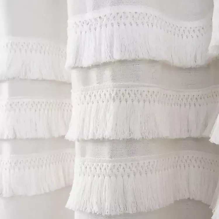 Kirklands Home Ciel Tassel Shower Curtain White Hot