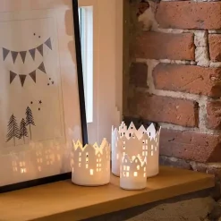 Candle Holders>Kirklands Home City Light Marketplace Votive Candle Holder White