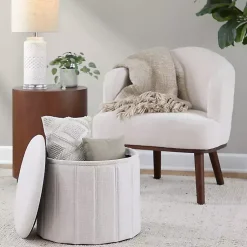 Kirklands Home Collapsible Storage Ottoman White New