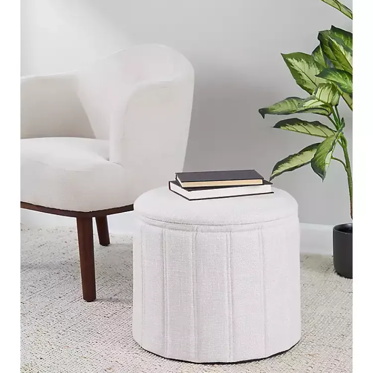 Kirklands Home Collapsible Storage Ottoman White New