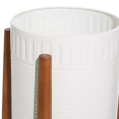 Kirklands Home Corrugated Iron and Wood Planters, Set of 2 White Sale