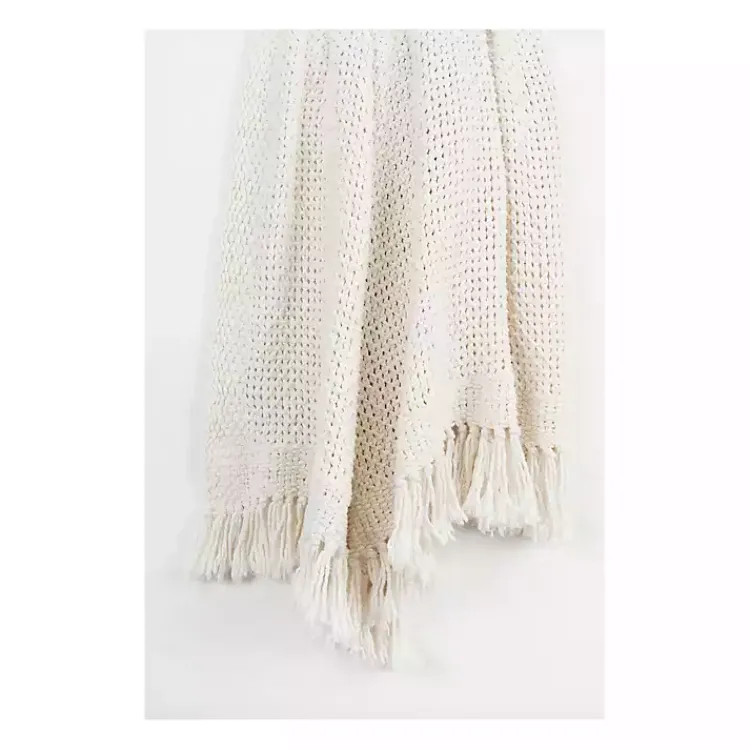 Blankets & Throws>Kirklands Home Cotton Tassel Throw White