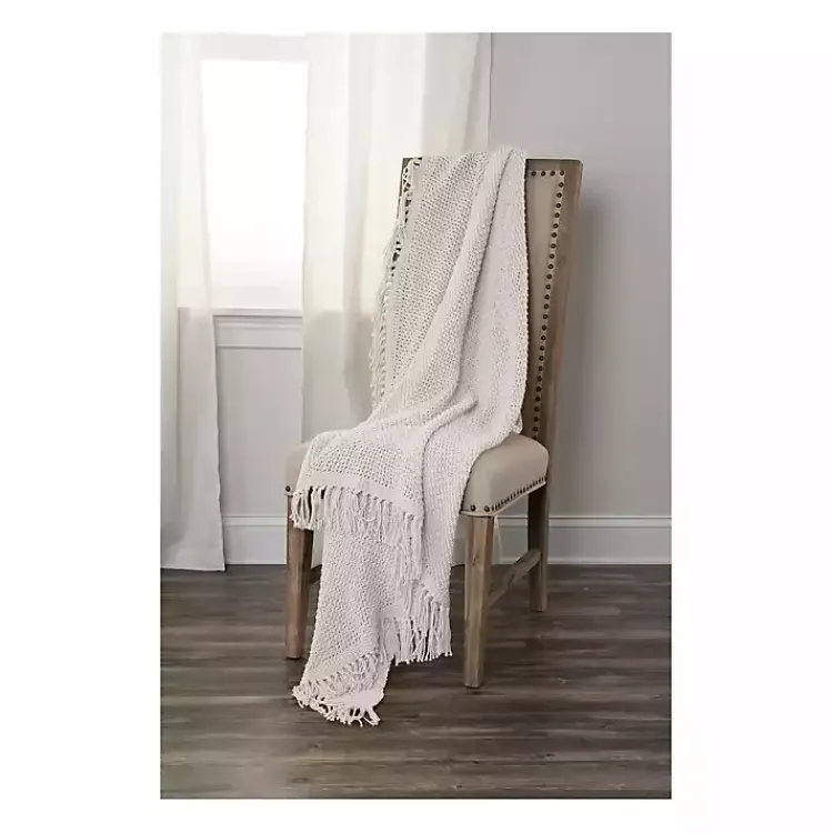 Blankets & Throws>Kirklands Home Cotton Tassel Throw White