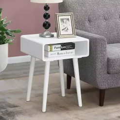 Kirklands Home Curved Edge Open Shelf Accent Table White Sale