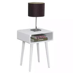 Kirklands Home Curved Edge Open Shelf Accent Table White Sale