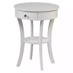 Kirklands Home Curved Legs Round Drawer Accent Table White New