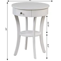 Kirklands Home Curved Legs Round Drawer Accent Table White New