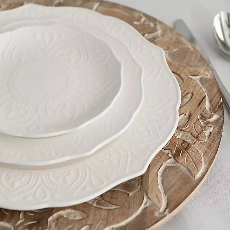 Kirklands Home Dahlia Embossed Side Plates, Set of 6 White Best
