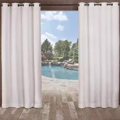 Kirklands Home Delano Outdoor Curtain Panel Set, 96 in. White Outlet