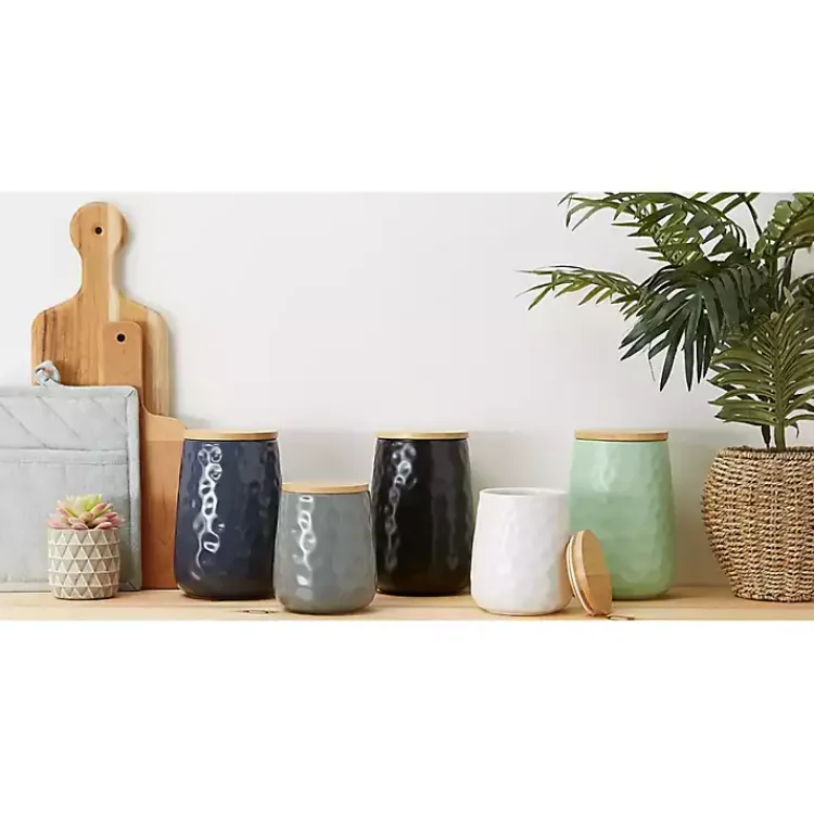 Kirklands Home Dimpled Bamboo Canisters, Set of 2 White Online