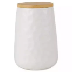 Kirklands Home Dimpled Bamboo Canisters, Set of 2 White Online