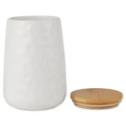 Kirklands Home Dimpled Bamboo Canisters, Set of 2 White Online