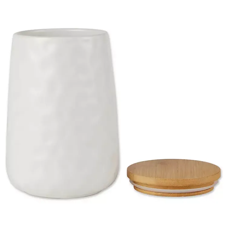 Kirklands Home Dimpled Bamboo Canisters, Set of 2 White Online