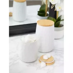 Kirklands Home Dimpled Bamboo Canisters, Set of 2 White Online