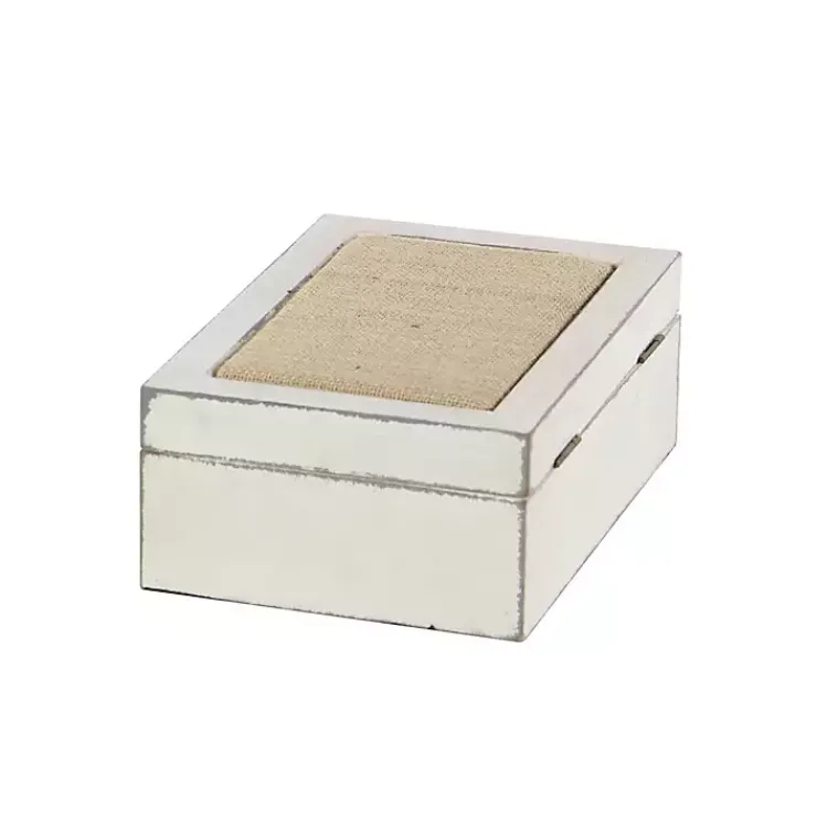 Baskets & Boxes>Kirklands Home Distressed Burlap Wooden Boxes, Set of 2 White