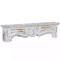 Kirklands Home White Distressed Carved Wood Acanthus Wall Shelf New