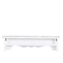 Kirklands Home White Distressed Carved Wood Acanthus Wall Shelf New