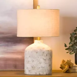 Kirklands Home Distressed Narrow Table Lamp White New