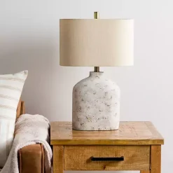 Kirklands Home Distressed Narrow Table Lamp White New