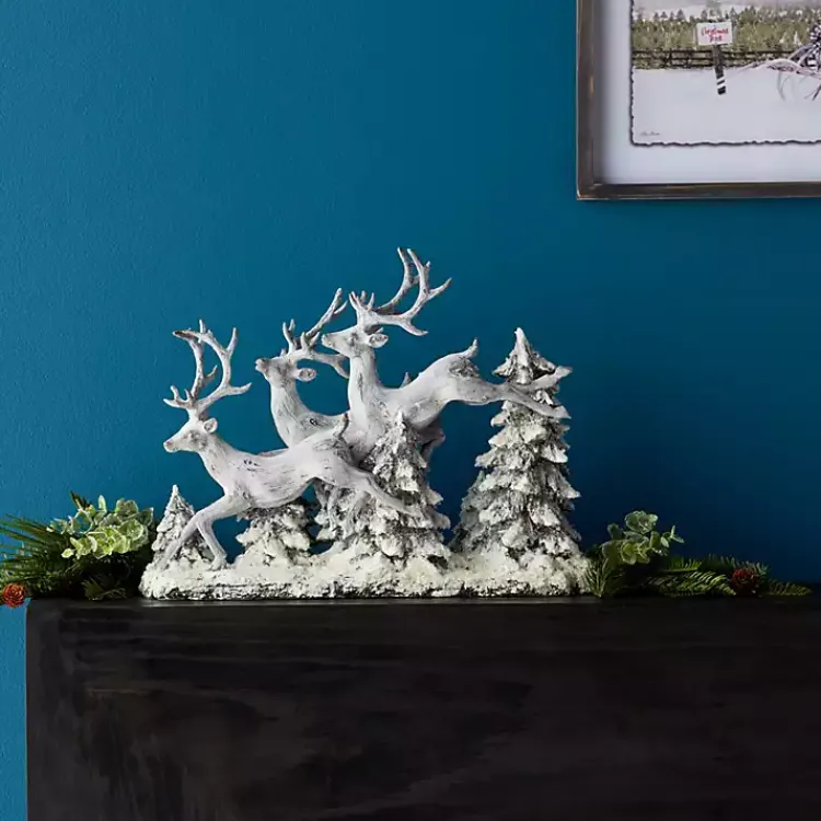 Christmas Decorations>Kirklands Home White Distressed Running Reindeer Figurine