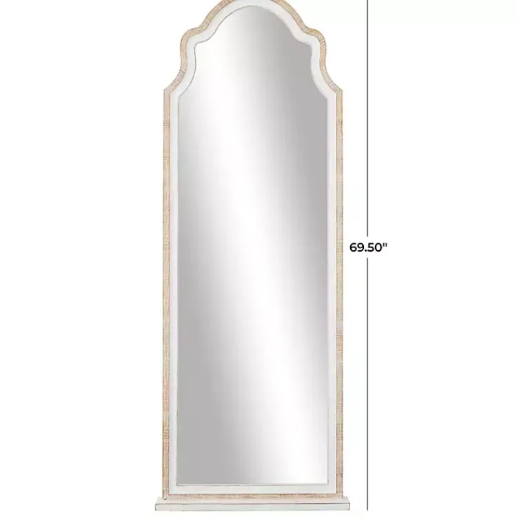 Kirklands Home White Distressed Wood Arched Wall Mirror Online