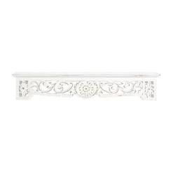 Kirklands Home White Distressed Wood Carved Floral Shelf Best