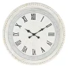 Kirklands Home White Distressed Wood Round Beaded Wall Clock Hot