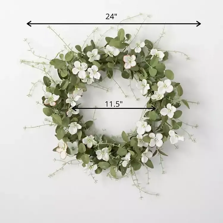 Wreaths>Kirklands Home White Dogwood and Greenery Wreath