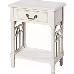 Kirklands Home 1-Drawer Cathedral Sides Accent Table White Hot