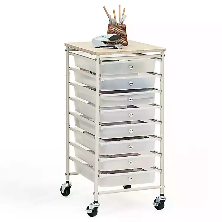 Kirklands Home 8-Drawer Rolling Storage Cart White Hot