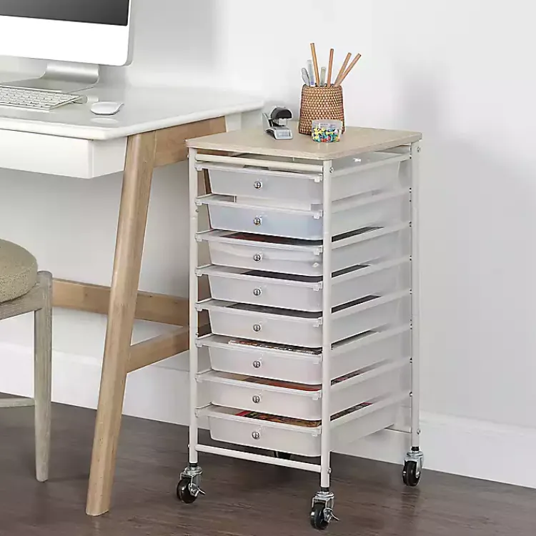 Kirklands Home 8-Drawer Rolling Storage Cart White Hot