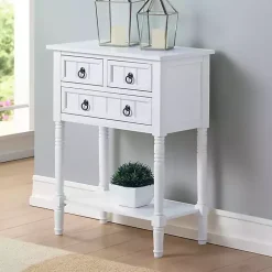 Kirklands Home 3-Drawer Turned Legs Accent Table White Best