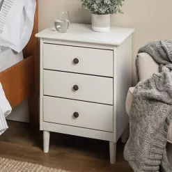 Kirklands Home 3-Drawer Wood Nightstand White Hot