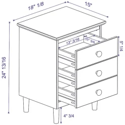 Kirklands Home 3-Drawer Wood Nightstand White Hot