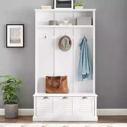 Kirklands Home White Ellison Hall Tree with Storage Bench Outlet