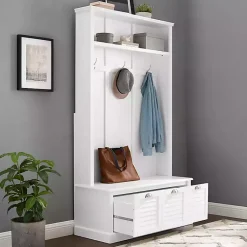 Kirklands Home White Ellison Hall Tree with Storage Bench Outlet
