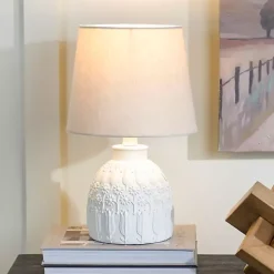 Kirklands Home White Embossed Flowers Table Lamp Ivory Discount