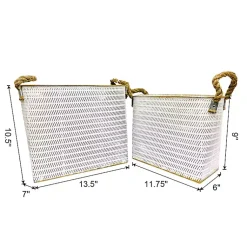 Baskets & Boxes>Kirklands Home Embossed Metal Bins, Set of 2 White
