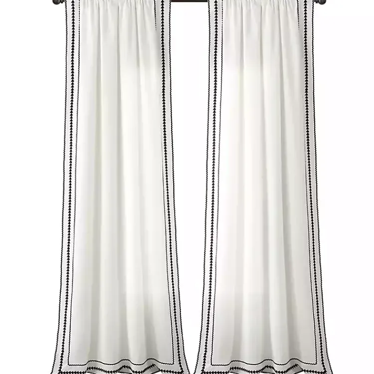 Kirklands Home Embroidered Ric Rac Curtain Panel, 84 in. White Best