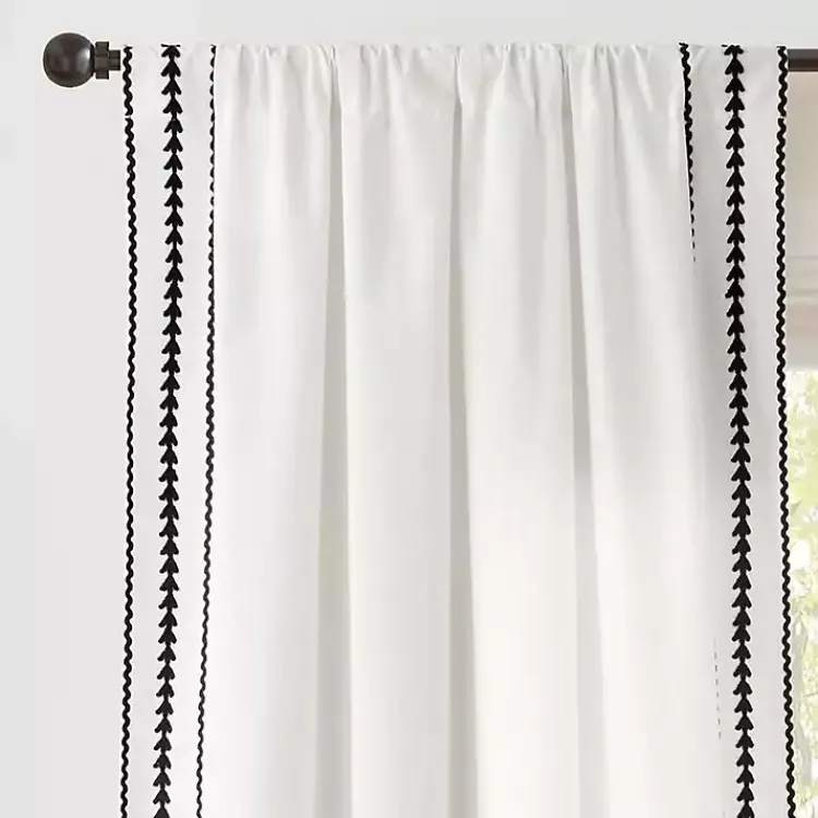 Kirklands Home Embroidered Ric Rac Curtain Panel, 84 in. White Best