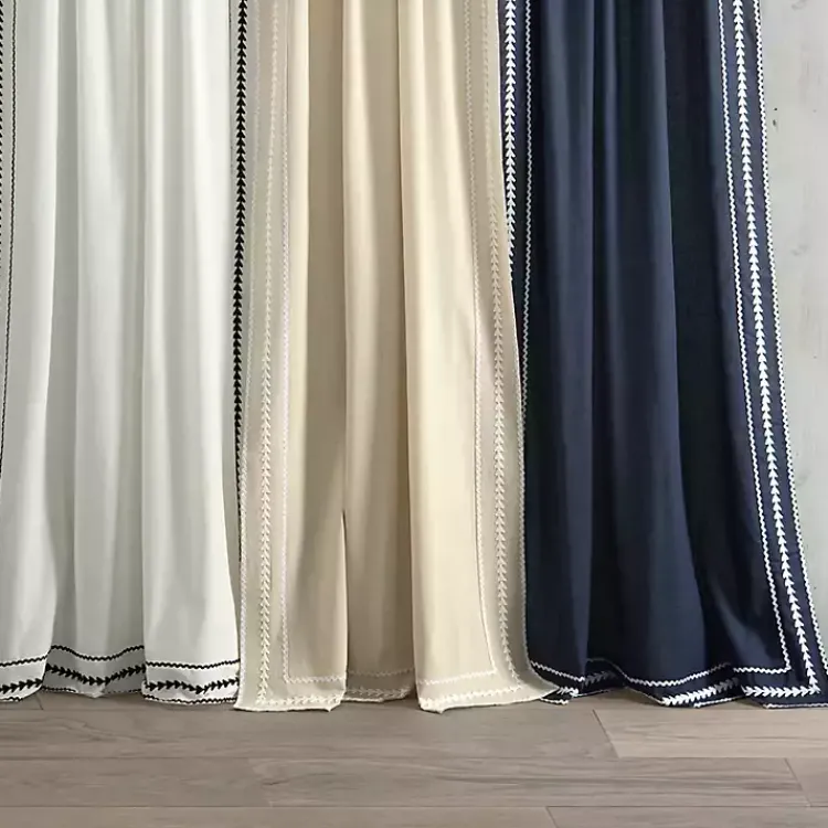 Kirklands Home Embroidered Ric Rac Curtain Panel, 84 in. White Best