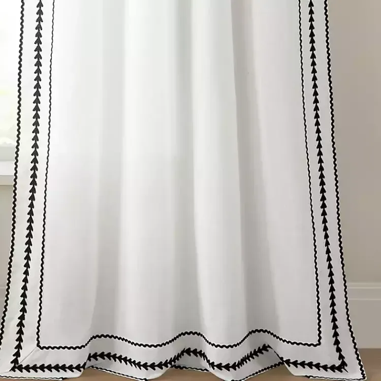 Kirklands Home Embroidered Ric Rac Curtain Panel, 84 in. White Best