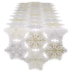 Kirklands Home White Embroidered Snowflakes Table Runner Hot