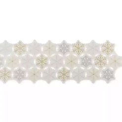 Kirklands Home White Embroidered Snowflakes Table Runner Hot