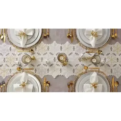 Kirklands Home White Embroidered Snowflakes Table Runner Hot