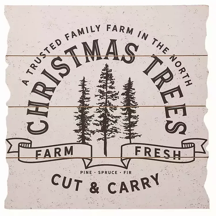 Christmas Art & Wall Decor>Kirklands Home White Farm Fresh Christmas Trees Wall Plaque