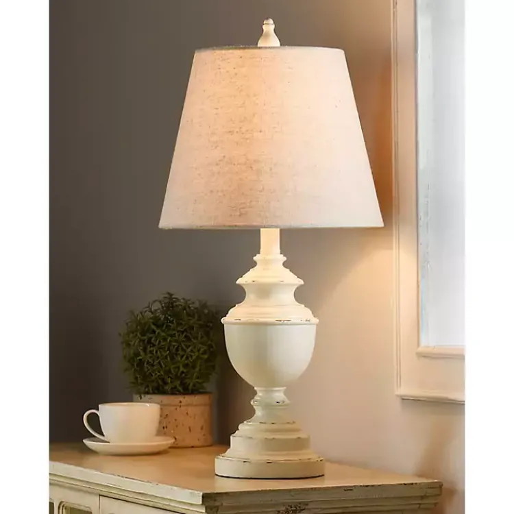 Kirklands Home White Farmhouse Accent Table Lamp Tan Sale