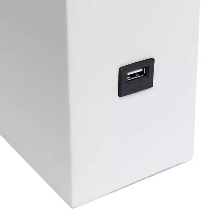 Kirklands Home Faux Leather Charging Table Lamp White Hot